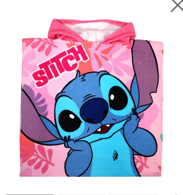 Poncho de bain Stitch Disney à capuche