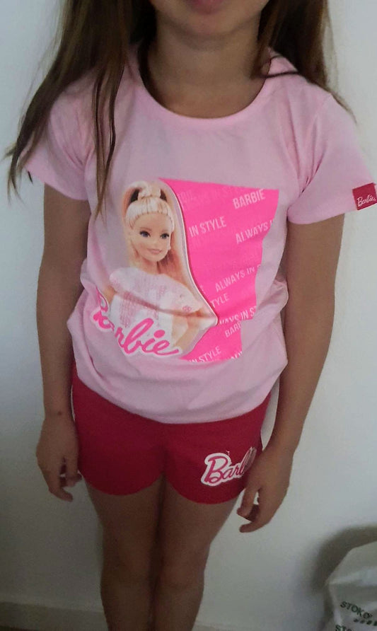 Barbie - Ensemble T-shirt short Imprimé Barbie rouge